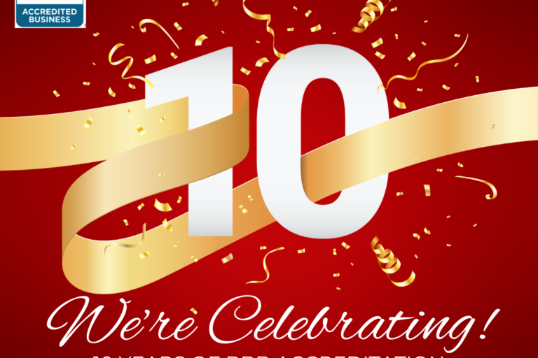 10 th Anniversary Golden Ribbon with confetti Red Instagram Template